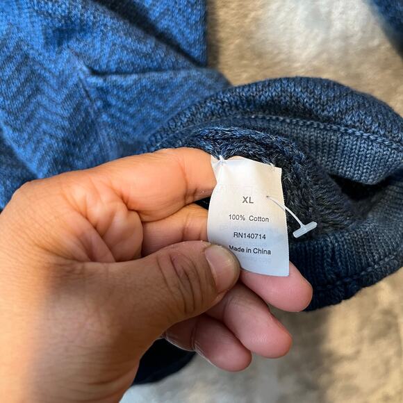 Alex Mill Shawl Neck Chevron Navy Black Button Up Cardigan Size XL Mens - Picture 6 of 8